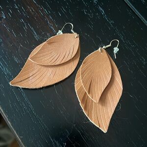 Plunder faux leather earrings-EUC